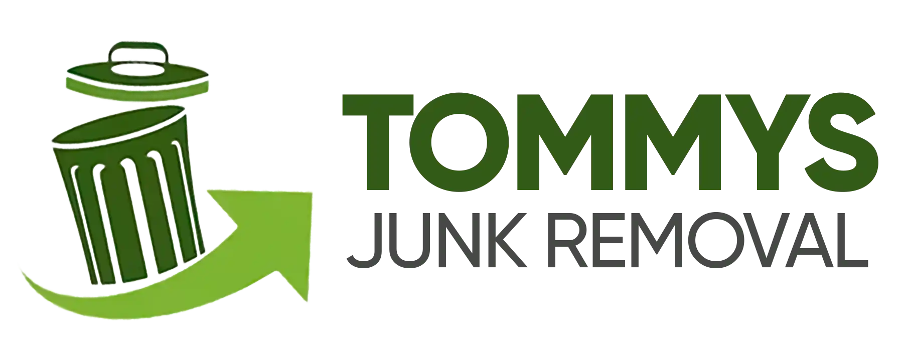 Tommy's Junk Removal: logo of junk removal expert driving a truck full of household items.