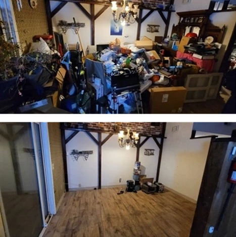Before and After: Cluttered space cleaned.