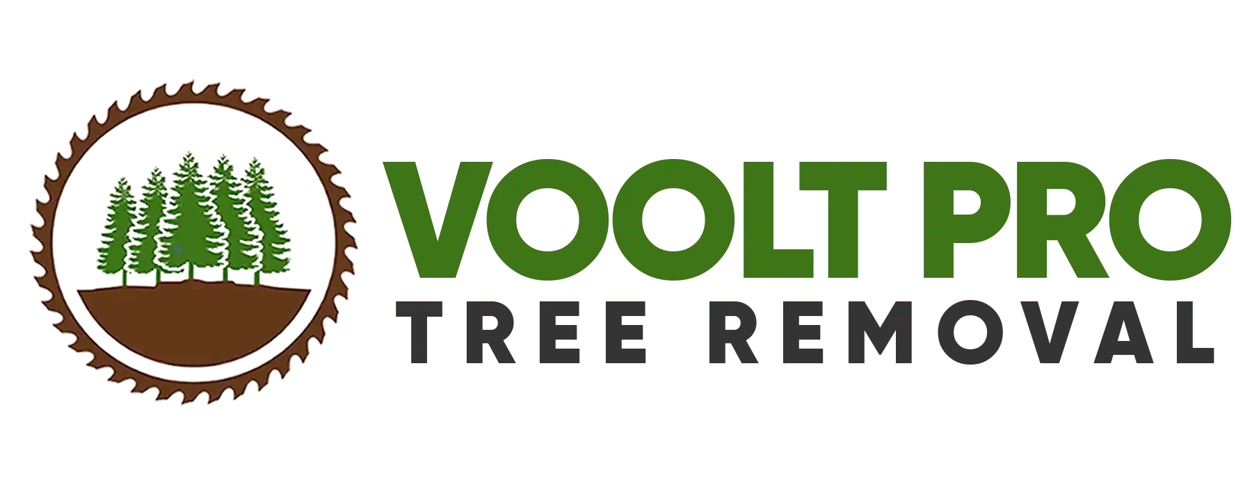 The logo for VooltPro Junk Removal features a green trash can with the lid slightly askew and a green arrow arcing up behind the trash can.